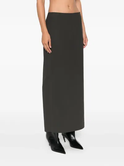 St Agni Low-waist Column Maxi Skirt In Green