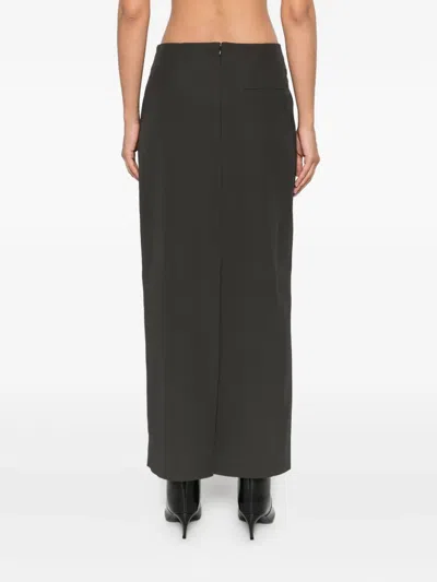 St Agni Low-waist Column Maxi Skirt In Green