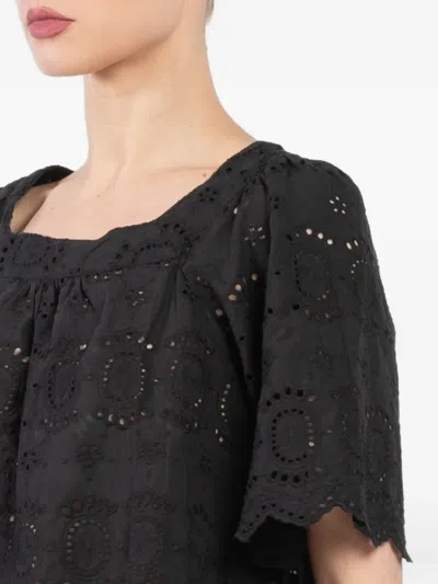 Natalie Martin Eyelet-embroidered Blouse In Black