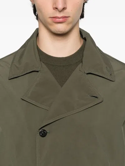 Stone Island Double-breasted Coat In Green