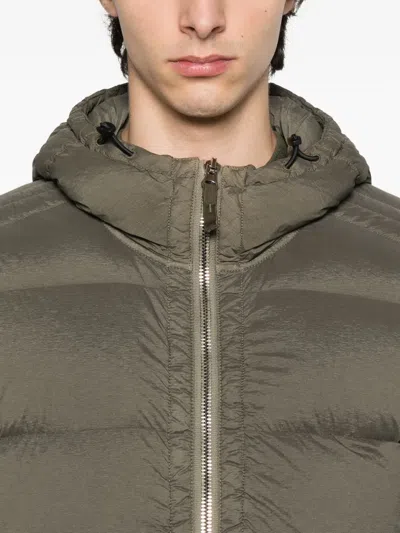 Stone Island Hooded Down Jacket With Seamless Feather Tunnels And Anti-drop