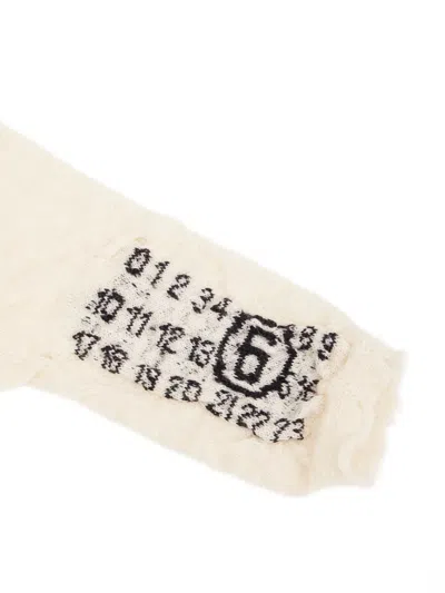 Mm6 Maison Margiela Numbers-motif Knitted Gloves In White