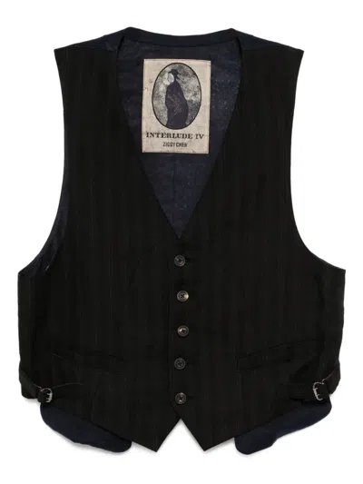 Ziggy Chen Striped Waistcoat In Blue