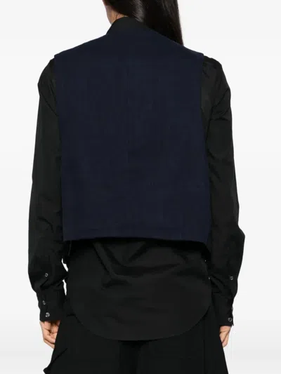 Ziggy Chen Striped Waistcoat In Blue