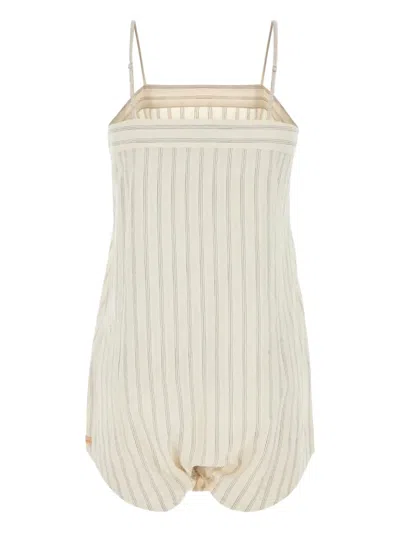 Bode Women Embroidered Cotton Lavender Sail Jumpsuit In Multi