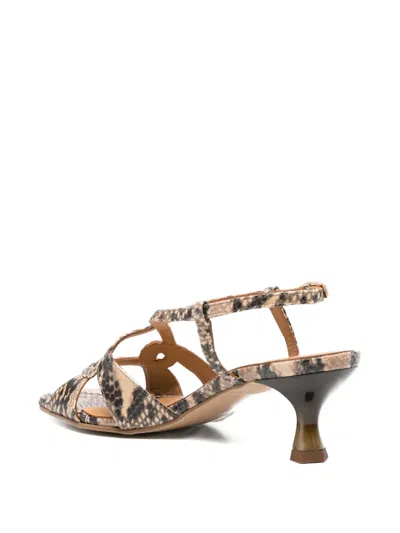 Pedro Miralles 60mm Snakeskin-effect Crisscross Sandals In Neutral