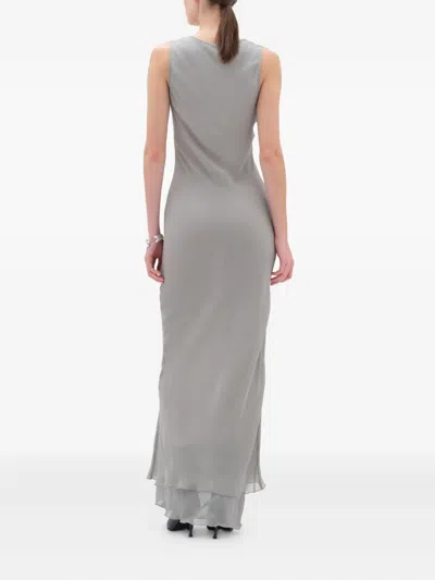 Remain Birger Christensen Slip Layered Maxi Dress In Gray