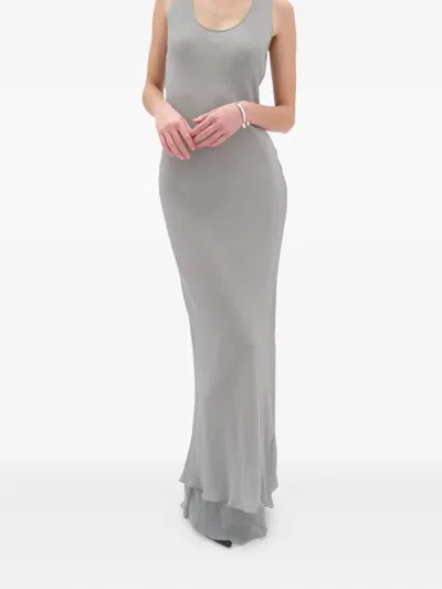 Remain Birger Christensen Slip Layered Maxi Dress In Gray