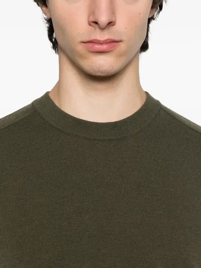 Stone Island Crew Neck Sweater Ribbed Cuffs In Green