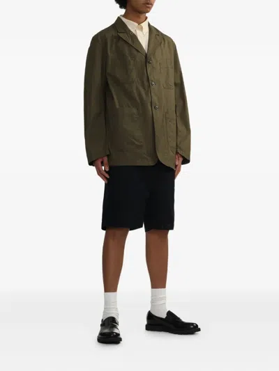 Engineered Garments Patch-pocket Cotton-linen Blend Shorts In Blue