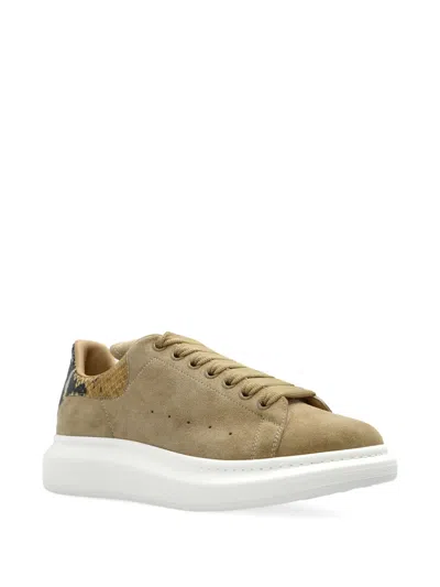 Alexander Mcqueen Suede Snake-detail Trainers In Neutral