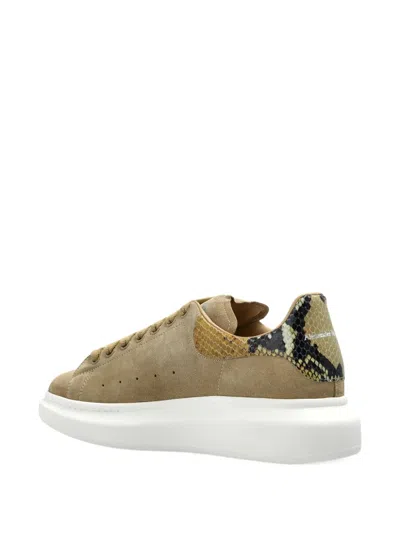 Alexander Mcqueen Suede Snake-detail Trainers In Neutral