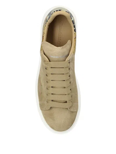 Alexander Mcqueen Suede Snake-detail Trainers In Neutral