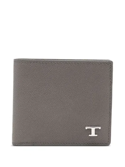 Tod's Textured Finish Modern Design Wallet In Gray