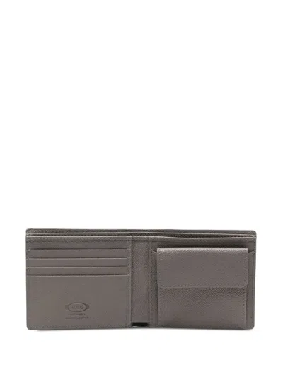 Tod's Textured Finish Modern Design Wallet In Gray