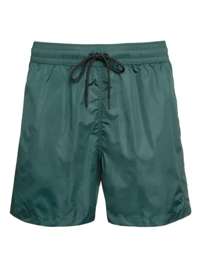 The (alphabet) Drawstring-waist Swim Shorts In Green