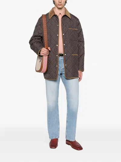 Valentino Corduroy-collar Overshirt In Brown