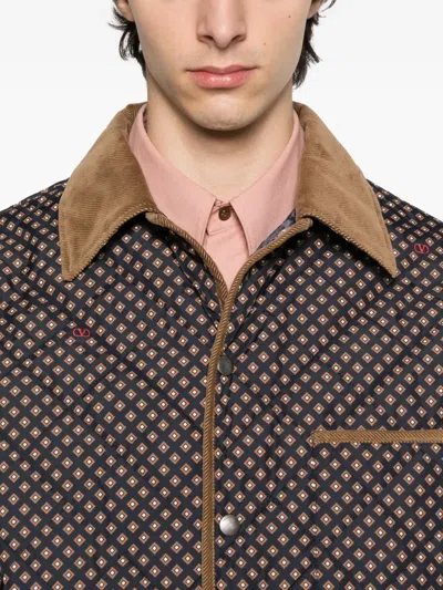 Valentino Corduroy-collar Overshirt In Brown
