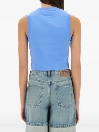 Moschino Jeans Graphic-print Sleeveless Tank Top In Blue