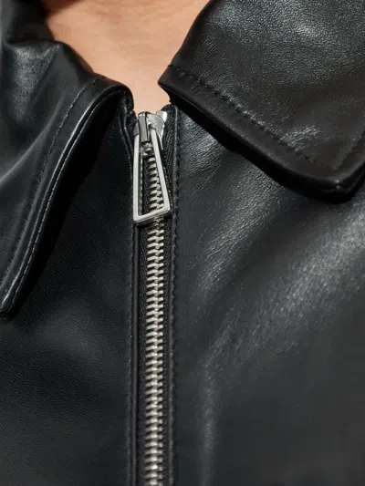 Ps By Paul Smith Flap-pocket Zip-front Leather Jacket In Black