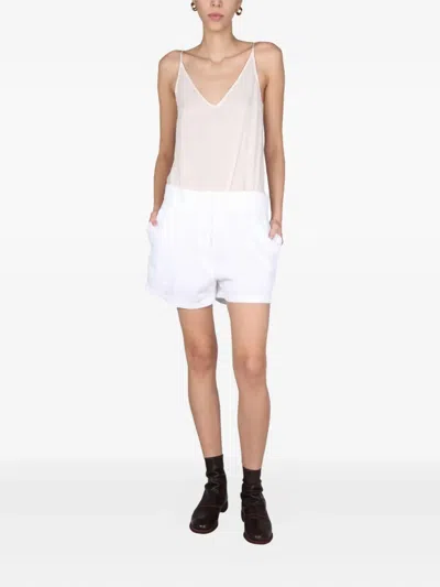 Aspesi Pleated Pocket Shorts In White