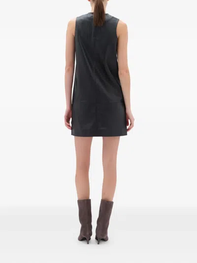 Remain Birger Christensen Sleeveless Leather Mini Dress In Black