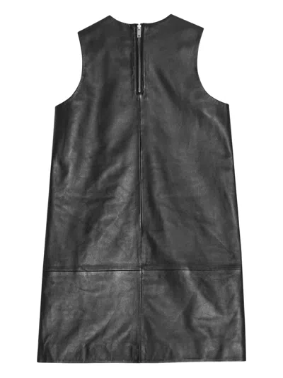 Remain Birger Christensen Sleeveless Leather Mini Dress In Black