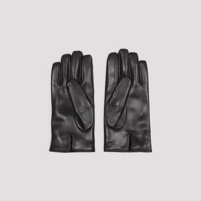 Giorgio Armani Logo Embossed Nappa Gloves In Black