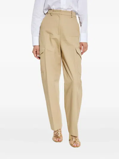 Givenchy Womens Beige Cocoon Straight-leg Cotton-wool Blend Trousers