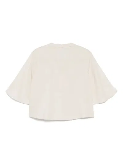 Glanshirt Blouse With Tie Neck In Neutral