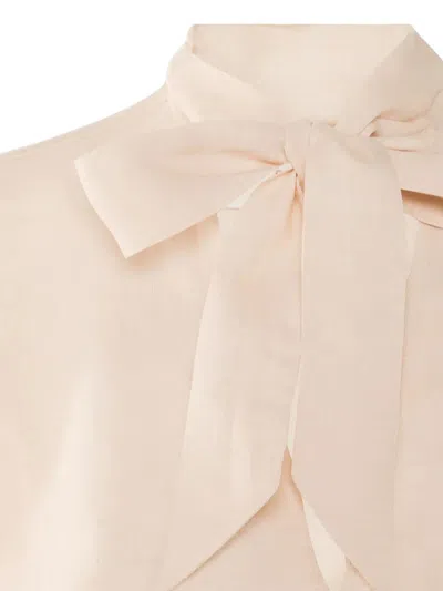 Glanshirt Blouse With Tie Neck In Neutral