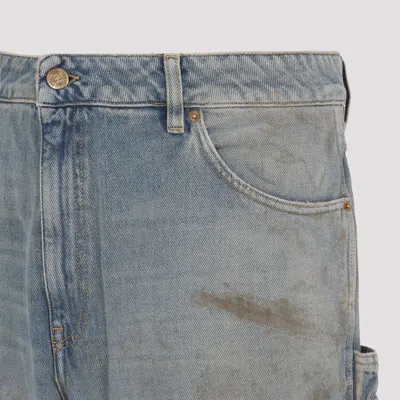 Golden Goose Light Blue Jeans With Sand Wash Distressed Effect In Black