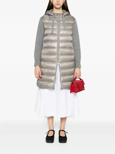 Herno Hooded Quilted Coat In Metallic