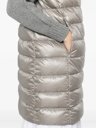 Herno Hooded Quilted Coat In Metallic