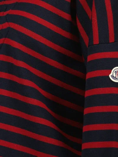 Moncler Striped Wool Sweater In Red