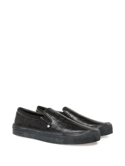Bally Embossed Leather Slip-on Loafers