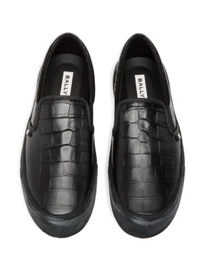Bally Embossed Leather Slip-on Loafers