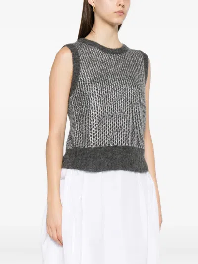 Herno Metallic-detail Knit Top In Gray