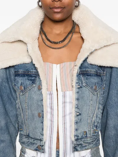R13 Sherpa-collar Denim Jacket