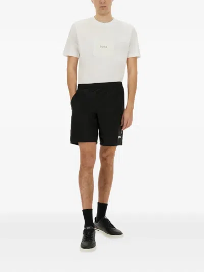 Hugo Boss Boss Men Cotton Jersey T-shirt With Print On The Front In White