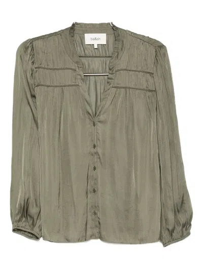 Ba&sh Cess Pleated Button-up Blouse In Green