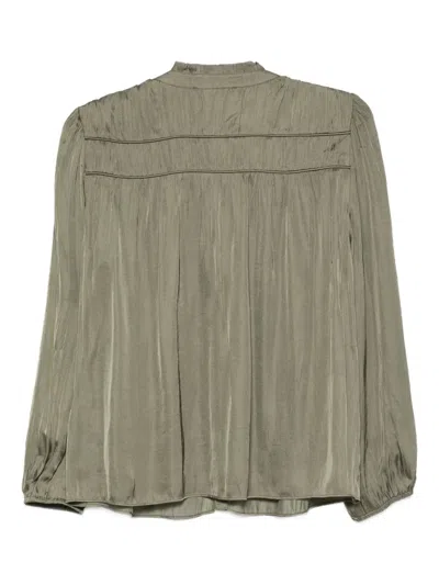Ba&sh Cess Pleated Button-up Blouse In Green