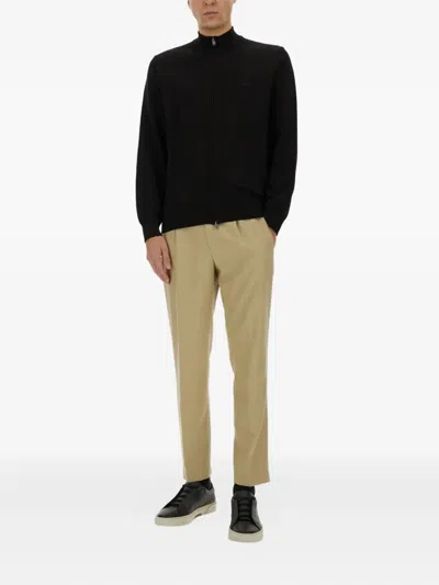 Hugo Boss Boss Shirt With Zip In Black