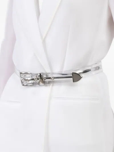Brandon Maxwell Transluscent Buckle Belt In Silver