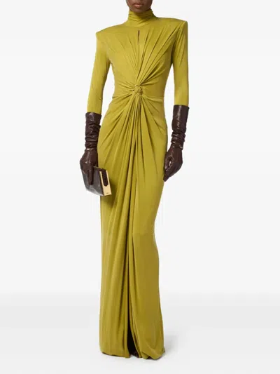 Elisabetta Franchi Red Carpet Dress With Drapes In Yellow