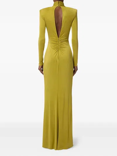 Elisabetta Franchi Red Carpet Dress With Drapes In Yellow