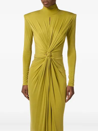 Elisabetta Franchi Red Carpet Dress With Drapes In Yellow