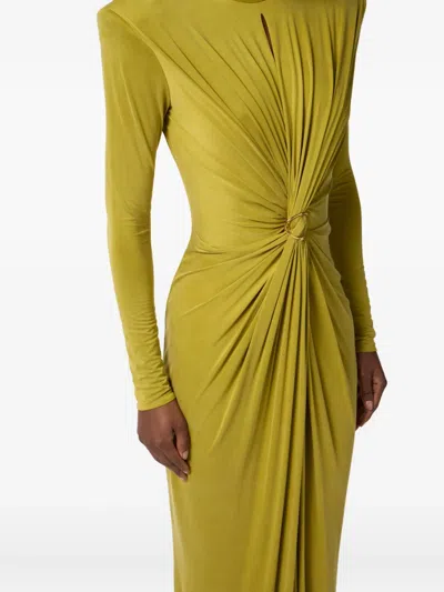 Elisabetta Franchi Red Carpet Dress With Drapes In Yellow