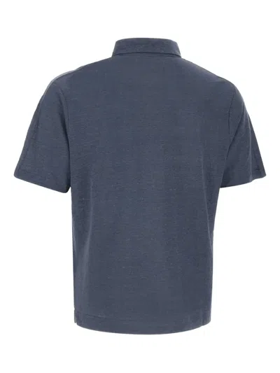 Diktat Linen Polo Shirt In Blue