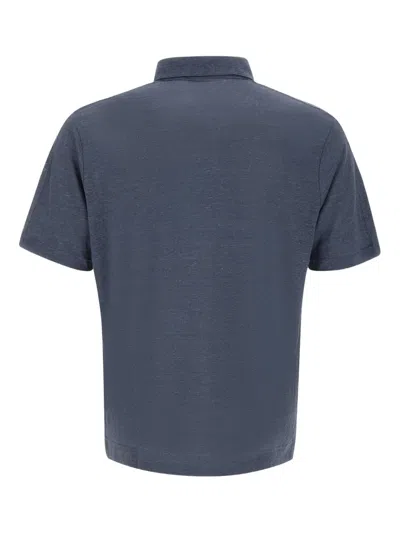 Diktat Linen Polo Shirt In Blue